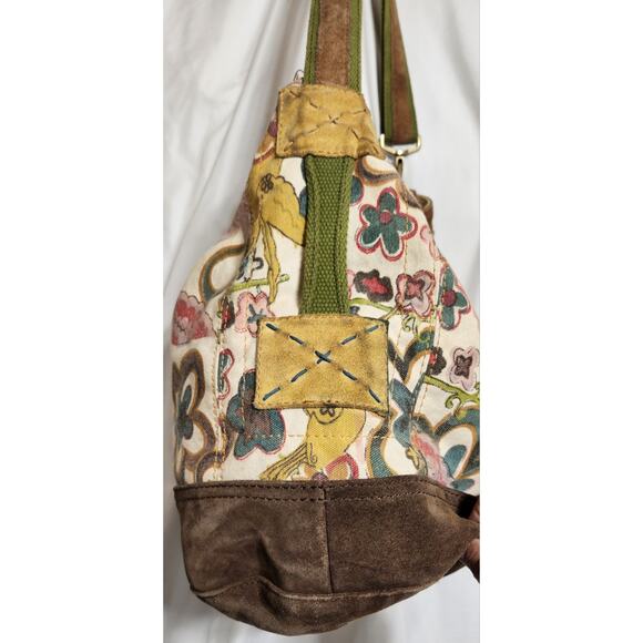 Y2k Lucky Brand Vintage Boho Chic Hobo Bag Hummingbirds Flowers Suede See Pics - Picture 4 of 9